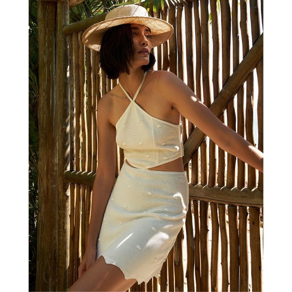 PAOLA BERNARDI Eva  Knit Mini Halter Dress with Cutout side Size S NWT $430